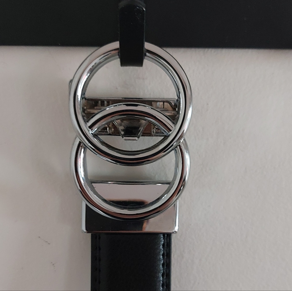 Black Leather Adjustable Belt | Silver Buckle | Minimal Classic